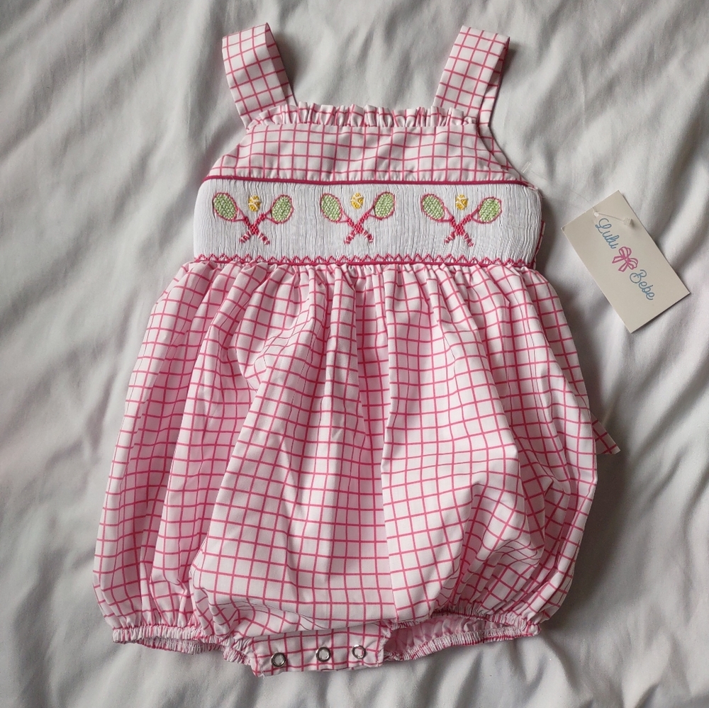 Lulu Bebe Gigi Tennis Smocked Bubble NWT